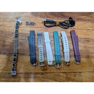 Fitbit Luxe OEM Charger and Replacement Bands (7) Bundle Including Silver Chain
